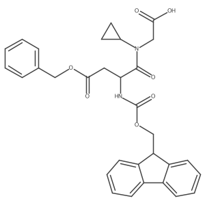 2-[(2S)-3-(benzyl carboxy)-N-cyclopropyl-2-({[(9H-fluoren-9-yl)methoxy]carbonyl}amino)propanamido]acetic acid Structure