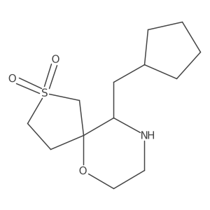 10-(Cyclopentylmethyl)-6-oxa-2lambda6-thia-9-azaspiro[4.5]decane-2,2-dione结构式