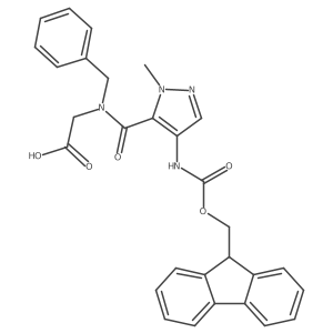 2-{N-benzyl-1-[4-({[(9H-fluoren-9-yl)methoxy]carbonyl}amino)-1-methyl-1H-pyrazol-5-yl]formamido}acetic acid结构式