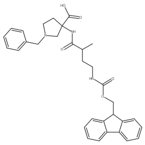 1-benzyl-3-[4-({[(9H-fluoren-9-yl)methoxy]carbonyl}amino)-2-methylbutanamido]pyrrolidine-3-carboxylic acid结构式