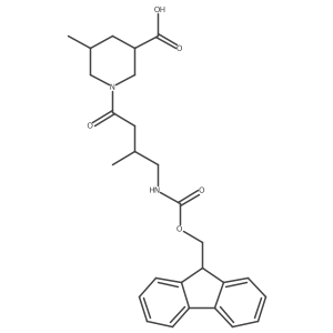 1-[4-({[(9H-fluoren-9-yl)methoxy]carbonyl}amino)-3-methylbutanoyl]-5-methylpiperidine-3-carboxylic acid结构式
