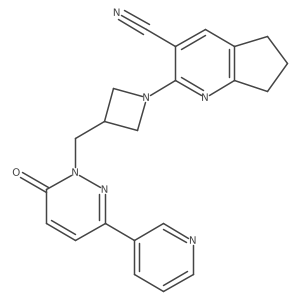 2-(3-{[6-oxo-3-(pyridin-3-yl)-1,6-dihydropyridazin-1-yl]methyl}azetidin-1-yl)-5H,6H,7H-cyclopenta[b]pyridine-3-carbonitrile Structure
