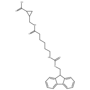 rac-(1R,2S)-2-{[6-({[(9H-fluoren-9-yl)methoxy]carbonyl}amino)hexanamido]methyl}cyclopropane-1-carboxylic acid结构式