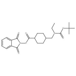 1,3-dioxo-2,3-dihydro-1H-isoindol-2-yl 4-({[(tert-butoxy)carbonyl](ethyl)amino}methyl)cyclohexane-1-carboxylate结构式