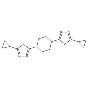 4-(5-Cyclopropyl-1,3,4-oxadiazol-2-yl)-1-(5-cyclopropyl-1,3,4-thiadiazol-2-yl)piperidine Structure