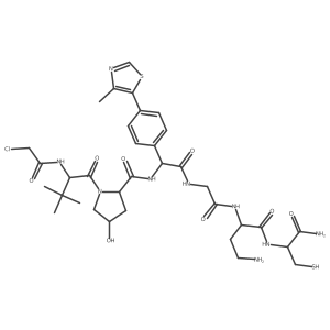 (2S,4R)-N-[(1R)-2-[[2-[[(1R)-3-amino-1-[[(1S)-2-amino-2-oxo-1-(sulfanylmethyl)ethyl]carbamoyl]propyl]amino]-2-oxo-ethyl]amino]-1-[4-(4-methylthiazol-5-yl)phenyl]-2-oxo-ethyl]-1-[(2S)-2-[(2-chloroacetyl)amino]-3,3-dimethyl-butanoyl]-4-hydroxy-pyrrolidine-2-carboxamide Structure