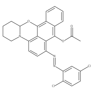 2H-Anthra[1,9-de]pyrido[2,1-b][1,3]oxazin-9-ol, 8-[(2,5-dichlorophenyl)azo]-1,3,4,14a-tetrahydro-, acetate (ester) (8CI)结构式