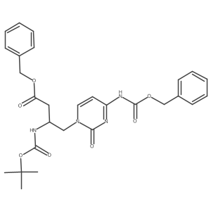 (S)-Benzyl 4-(4-(((benzyloxy)carbonyl)amino)-2-oxopyrimidin-1(2H)-yl)-3-((tert-butoxycarbonyl)amino)butanoate Structure