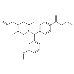 4-[(S)-((2S,5R)-4-Allyl-2,5-dimethyl-piperazin-1-yl)-(3-methoxy-phenyl)-methyl]-N-ethyl-benzamide结构式