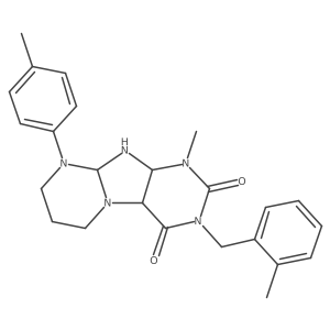 1-methyl-9-(4-methylphenyl)-3-[(2-methylphenyl)methyl]-6,7,8,9a,10,10a-hexahydro-4aH-purino[7,8-a]pyrimidine-2,4-dione结构式