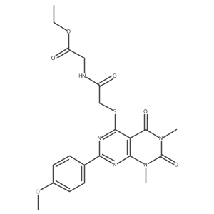 Ethyl 2-(2-((2-(4-methoxyphenyl)-6,8-dimethyl-5,7-dioxo-5,6,7,8-tetrahydropyrimido[4,5-d]pyrimidin-4-yl)thio)acetamido)acetate结构式