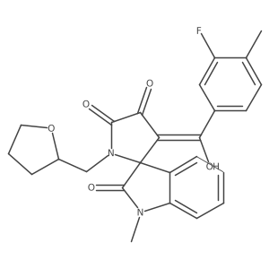 3'-[(3-fluoro-4-methylphenyl)carbonyl]-4'-hydroxy-1-methyl-1'-(tetrahydrofuran-2-ylmethyl)spiro[indole-3,2'-pyrrole]-2,5'(1H,1'H)-dione Structure