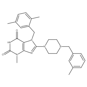7-(2,5-dimethylbenzyl)-3-methyl-8-(4-(3-methylbenzyl)piperazin-1-yl)-1H-purine-2,6(3H,7H)-dione结构式