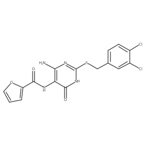 N-(4-amino-2-((3,4-dichlorobenzyl)thio)-6-oxo-1,6-dihydropyrimidin-5-yl)furan-2-carboxamide结构式