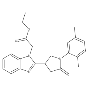 ethyl {2-[1-(2,5-dimethylphenyl)-5-oxopyrrolidin-3-yl]-1H-benzimidazol-1-yl}acetate Structure