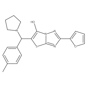 2-(Furan-2-yl)-5-(pyrrolidin-1-yl(p-tolyl)methyl)thiazolo[3,2-b][1,2,4]triazol-6-ol结构式