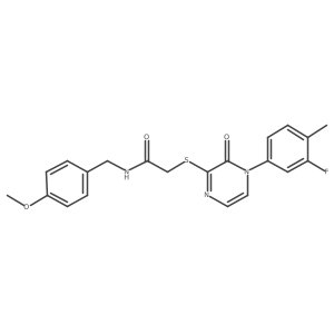 2-((4-(3-fluoro-4-methylphenyl)-3-oxo-3,4-dihydropyrazin-2-yl)thio)-N-(4-methoxybenzyl)acetamide Structure