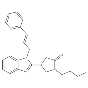 (E)-1-butyl-4-(1-cinnamyl-1H-benzo[d]imidazol-2-yl)pyrrolidin-2-one结构式