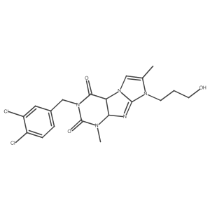 2-[(3,4-Dichlorophenyl)methyl]-6-(3-hydroxypropyl)-4,7-dimethyl-4a,9a-dihydropurino[7,8-a]imidazole-1,3-dione Structure