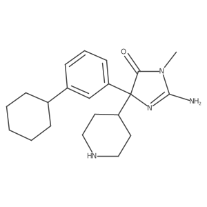 2-Amino-5-(3-cyclohexylphenyl)-3-methyl-5-piperidin-4-ylimidazol-4-one结构式