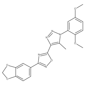 3-(1,3-benzodioxol-5-yl)-5-[1-(2,5-dimethoxyphenyl)-5-methyl-1H-1,2,3-triazol-4-yl]-1,2,4-oxadiazole结构式