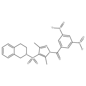 (4-((3,4-dihydroisoquinolin-2(1H)-yl)sulfonyl)-3,5-dimethyl-1H-pyrazol-1-yl)(3,5-dinitrophenyl)methanone Structure