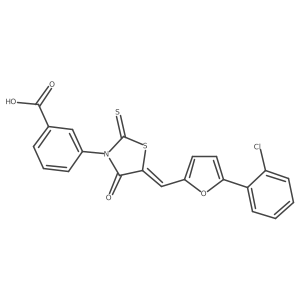 (Z)-3-(5-((5-(2-chlorophenyl)furan-2-yl)methylene)-4-oxo-2-thioxothiazolidin-3-yl)benzoic acid Structure