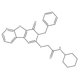 2-({5-benzyl-6-oxo-8-thia-3,5,10-triazatricyclo[7.4.0.0^{2,7}]trideca-1(9),2(7),3,10,12-pentaen-4-yl}sulfanyl)-N-cyclohexylacetamide Structure