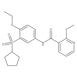 N-[4-ethoxy-3-(pyrrolidine-1-sulfonyl)phenyl]-2-(methylsulfanyl)pyridine-3-carboxamide结构式