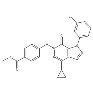 methyl 4-((1-(3-chlorophenyl)-4-cyclopropyl-7-oxo-1H-pyrazolo[3,4-d]pyridazin-6(7H)-yl)methyl)benzoate结构式