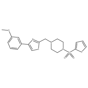 COc1cccc(-c2csc(CN3CCN(S(=O)(=O)c4cccs4)CC3)n2)c1结构式