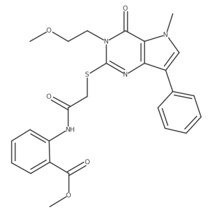 methyl 2-(2-((3-(2-methoxyethyl)-5-methyl-4-oxo-7-phenyl-4,5-dihydro-3H-pyrrolo[3,2-d]pyrimidin-2-yl)thio)acetamido)benzoate Structure