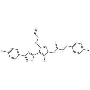 2-(3-(allylamino)-5-amino-4-(3-(4-chlorophenyl)-1,2,4-oxadiazol-5-yl)-1H-pyrazol-1-yl)-N-(4-methylbenzyl)acetamide Structure