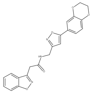 2-(benzo[d]isoxazol-3-yl)-N-((5-(2,3-dihydrobenzo[b][1,4]dioxin-6-yl)isoxazol-3-yl)methyl)acetamide结构式