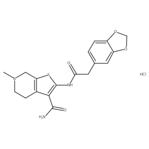 2-(2-(Benzo[d][1,3]dioxol-5-yl)acetamido)-6-methyl-4,5,6,7-tetrahydrothieno[2,3-c]pyridine-3-carboxamide hydrochloride Structure