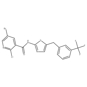 5-bromo-2-chloro-N-(5-{[3-(trifluoromethyl)phenyl]methyl}-1,3-thiazol-2-yl)pyridine-3-carboxamide Structure