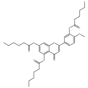 [5-Hexanoyloxy-2-(3-hexanoyloxy-4-methoxyphenyl)-4-oxochromen-7-yl] hexanoate结构式