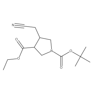 trans-1-tert-Butyl 3-ethyl 4-(cyanomethyl)pyrrolidine-1,3-dicarboxylate结构式