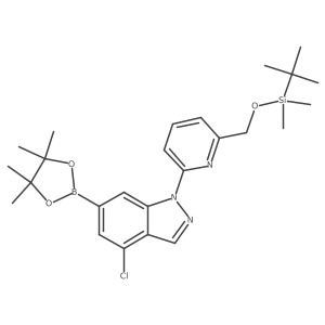 4-Chloro-1-[6-[[[(1,1-dimethylethyl)dimethylsilyl]oxy]methyl]-2-pyridinyl]-6-(4,4,5,5-tetramethyl-1,3,2-dioxaborolan-2-yl)-1h-indazole结构式