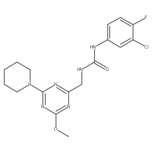 1-(3-Chloro-4-fluorophenyl)-3-((4-methoxy-6-(piperidin-1-yl)-1,3,5-triazin-2-yl)methyl)urea Structure