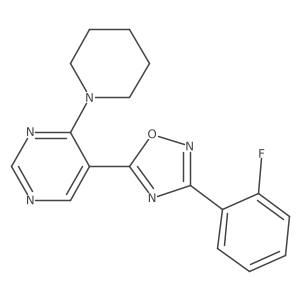 3-(2-Fluorophenyl)-5-(4-(piperidin-1-yl)pyrimidin-5-yl)-1,2,4-oxadiazole Structure
