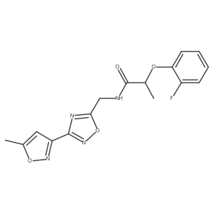 2-(2-fluorophenoxy)-N-((3-(5-methylisoxazol-3-yl)-1,2,4-oxadiazol-5-yl)methyl)propanamide结构式