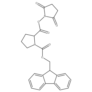 1,2-Pyrrolidinedicarboxylic acid, 2-(2,5-dioxo-1-pyrrolidinyl) 1-(9H-fluoren-9-ylmethyl) ester, (2R)- Structure