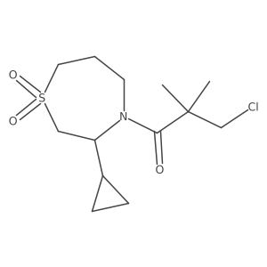 4-(3-Chloro-2,2-dimethylpropanoyl)-3-cyclopropyl-1lambda6,4-thiazepane-1,1-dione结构式
