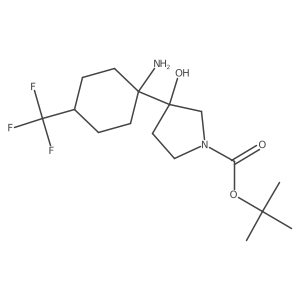 Tert-butyl 3-[1-amino-4-(trifluoromethyl)cyclohexyl]-3-hydroxypyrrolidine-1-carboxylate结构式