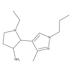 1-ethyl-2-(3-methyl-1-propyl-1H-pyrazol-4-yl)pyrrolidin-3-amine结构式