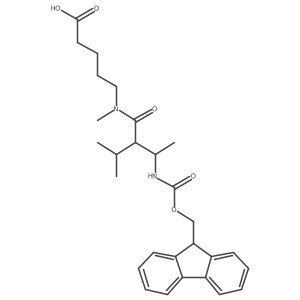 5-[3-({[(9H-fluoren-9-yl)methoxy]carbonyl}amino)-N-methyl-2-(propan-2-yl)butanamido]pentanoic acid结构式