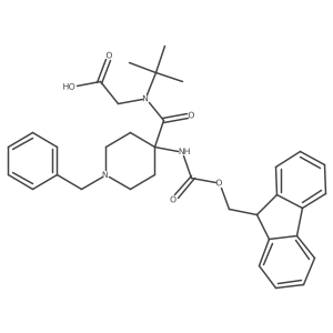 2-{1-[1-benzyl-4-({[(9H-fluoren-9-yl)methoxy]carbonyl}amino)piperidin-4-yl]-N-tert-butylformamido}acetic acid Structure
