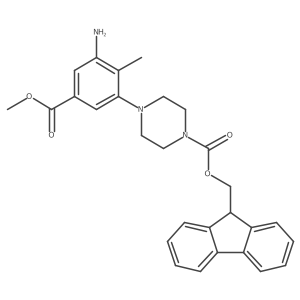 (9H-fluoren-9-yl)methyl 4-[3-amino-5-(methoxycarbonyl)-2-methylphenyl]piperazine-1-carboxylate Structure
