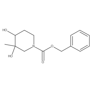 rac-benzyl (3R,4S)-3,4-dihydroxy-3-methylpiperidine-1-carboxylate结构式